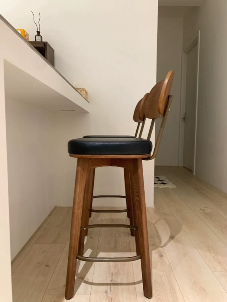 เก้าอี้บาร์ MY DOLLS HOUSE COCO 75 ซม. สีไม้เข้ม เบาะสีดำ_4